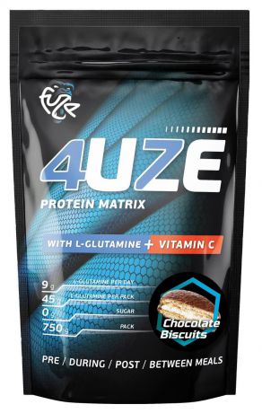 Протеин Fuze "4uze + Glutamine", шоколадное печенье, 750 г