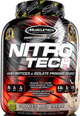Протеин MuscleTech "Nitro Tech 4 lb", крем-печенье, 1,8 кг