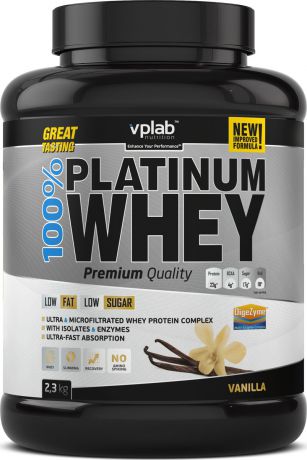 Протеин VPLab "100% Platinum Whey", ваниль, 2,3 кг