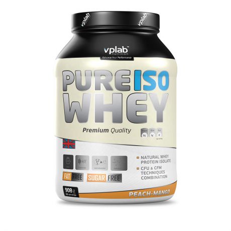 Протеин Vplab "Pure Iso Whey", персик-манго, 908 г