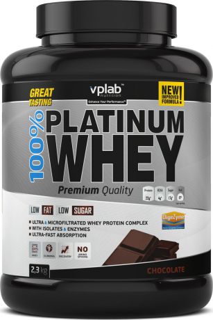 Протеин VPLab "100% Platinum Whey", шоколад, 2,3 кг