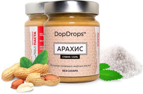 Паста протеиновая DopDrops "Арахис", морская соль, стевия, 265 г