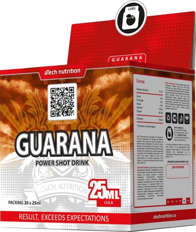 Энергетический напиток aTech Nutrition "Guarana Power Shot Drink", кола, 25 мл, 20 шт