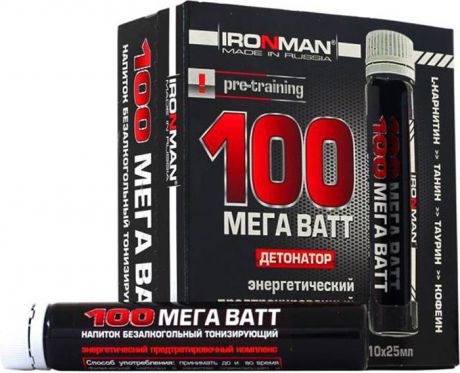 Энергетик Ironman "100 Мега Ватт", 10 флаконов х 25 мл