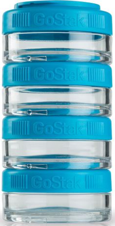 Контейнер спортивный BlenderBottle "GoStak", цвет: голубой, 40 мл, 4 шт