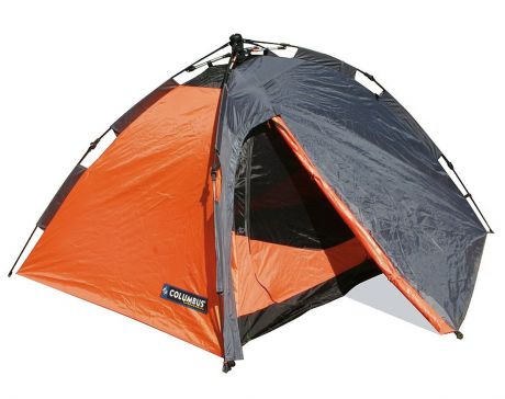 Палатка двухместная Columbus "Trek II" полуавтоматическая, двухслойная, цвет: серый, оранжевый
