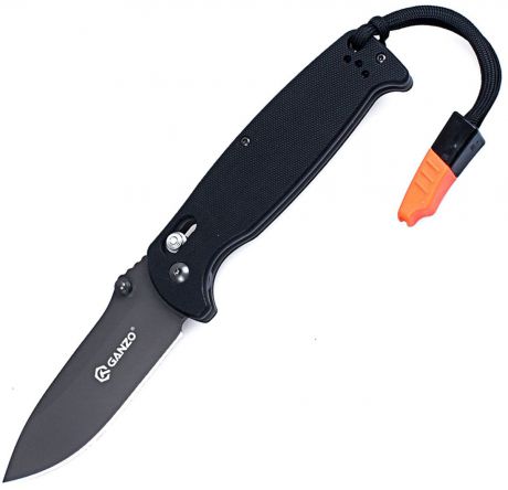 Нож туристический "Ganzo", цвет: черный, длина лезвия 8,9 см. G7413-BK-WS