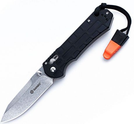 Нож туристический "Ganzo", цвет: черный, стальной, длина лезвия 9 см. G7452P-BK-WS