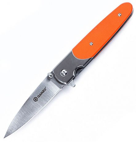 Нож туристический "Ganzo", цвет: оранжевый, стальной, длина лезвия 8,7 см. G743-1