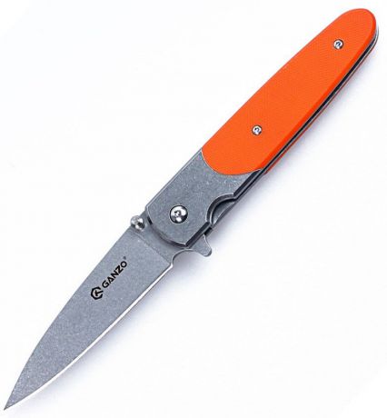 Нож туристический "Ganzo", цвет: оранжевый, стальной, длина лезвия 8,7 см. G743-2