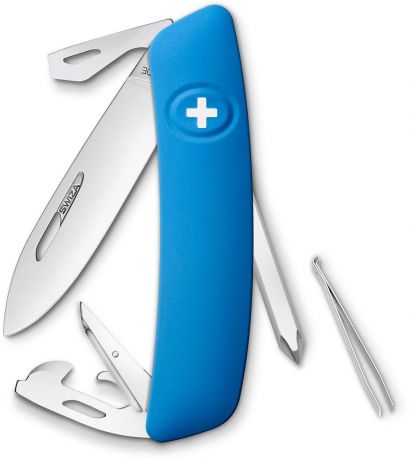 Нож швейцарский SWIZA "D04", цвет: синий, длина клинка 7,5 см
