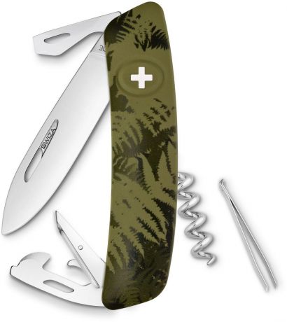 Нож швейцарский SWIZA "С03", цвет: темно-зеленый, длина клинка 7,5 см