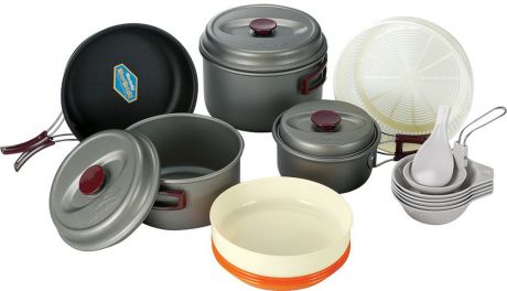 Набор походной посуды Kovea, цвет: серый, оранжевый, коричневый, 20 предметов