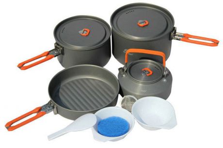 Набор походной посуды Fire-Maple "Feast 4", цвет: металлик, оранжевый, 8 предметов
