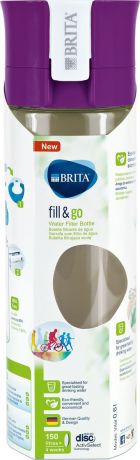 Фильтр-бутылка Brita "Fill & Go Vital", со сменным картриджем, цвет: фиолетовый, 0,6 л