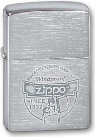 Зажигалка Zippo "Since 1932", цвет: серебристый, 3,6 х 1,2 х 5,6 см. 200 ZIPPO WINDPROOF SINCE 1932