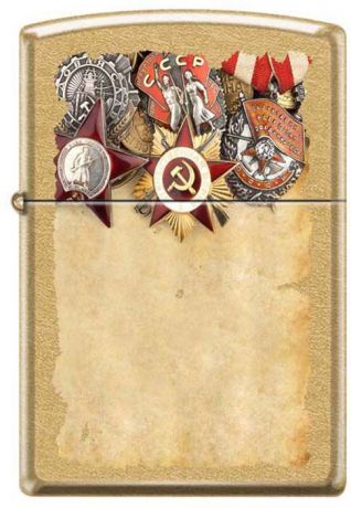 Зажигалка Zippo "Советские ордена", цвет: золотистый, 3,6 х 1,2 х 5,6 см. 48922