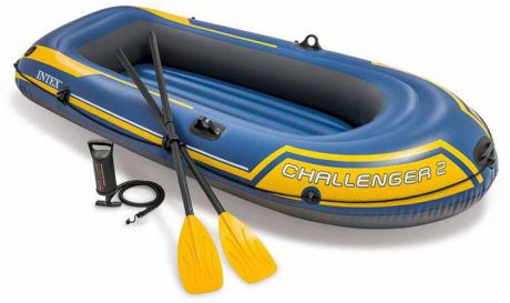 Лодка надувная Intex "Challeneger 2", цвет: желтый, синий. 68367NP