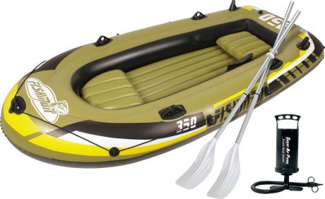 Лодка надувная Jilong "Fishman 350 Set", с веслами и насосом, цвет: темно-зеленый, 305 см х 136 см х 42 см