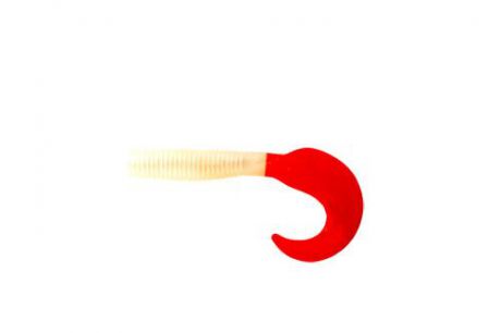 Приманка съедобная Твистер Allvega "Flutter Tail Grub", цвет: белый, красный, 8 см, 3,6 г, 7 шт
