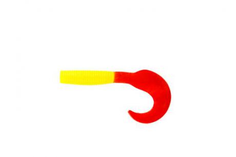 Приманка съедобная Твистер Allvega "Flutter Tail Grub", цвет: желтый, красный, 8 см, 3,6 г, 7 шт