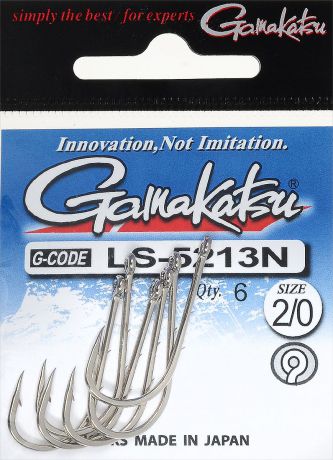 Крючок рыболовный Gamakatsu "LS-5213N", размер 2/0, 6 шт