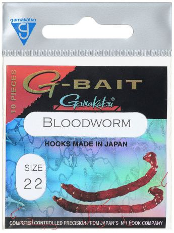 Крючок рыболовный Gamakatsu "G-Bait. Bloodworm", №22, 10 шт