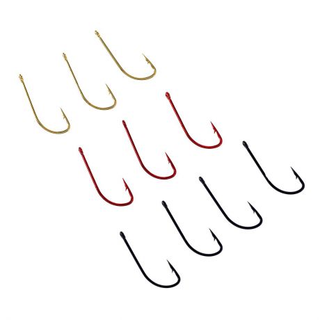 Крючки рыболовные Cobra "Mix", цвет: черный, красный, золотой, размер 10, 10 шт