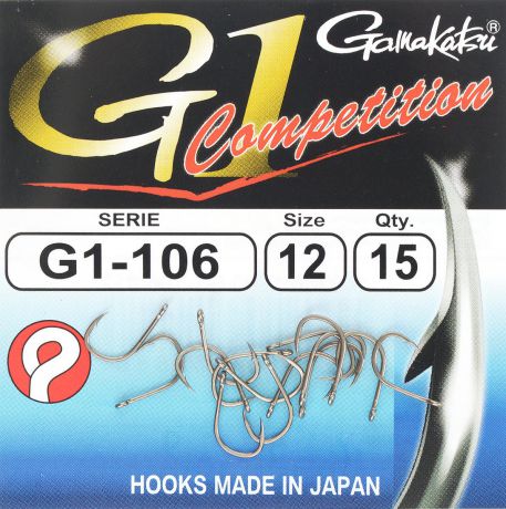 Набор крючков Gamakatsu "G-1 Competition", размер №12, 15 шт