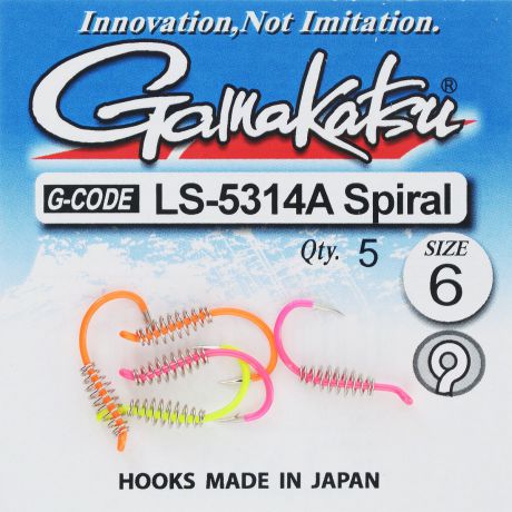 Набор крючков Gamakatsu "Spiral", размер №6, 5 шт