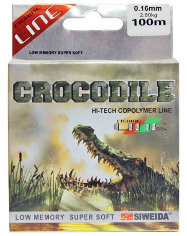 Леска SWD "Crocodile", цвет: прозрачный, длина 100 м, сечение 0,16 мм, нагрузка 2,8 кг