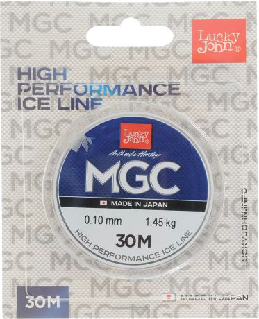 Леска зимняя Lucky John "MGC", монофильная, 30 м, 0,10 мм, 1,45 кг