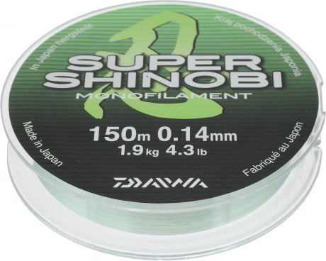 Леска Daiwa "Super Shinobi", цвет: светло-зеленый, 150 м, 0,14 мм, 1,9 кг
