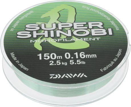 Леска Daiwa "Super Shinobi", цвет: светло-зеленый, 150 м, 0,16 мм, 2,5 кг