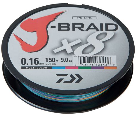 Шнур плетеный Daiwa "J-Braid X8", цвет: мультиколор, 150 м, 0,16 мм
