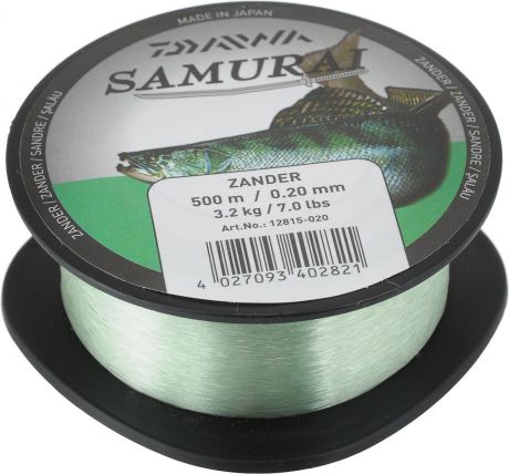 Леска Daiwa "Samurai Zander", цвет: светло-зеленый, 500 м, 0,2 мм, 3,2 кг