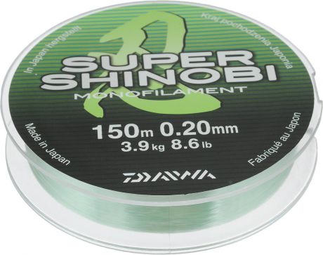 Леска Daiwa "Super Shinobi", цвет: светло-зеленый, 150 м, 0,2 мм, 3,9 кг