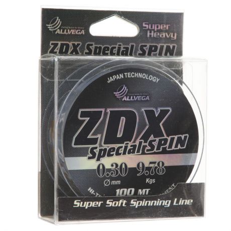 Леска Allvega "ZDX Special Spin", цвет: светло-серый, 100 м, 0,30 мм, 9,78 кг