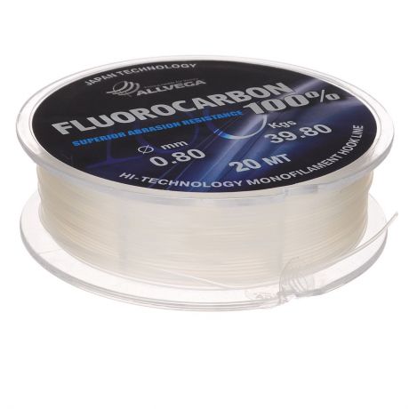 Леска Allvega "FX Fluorocarbon 100%", цвет: прозрачный, 20 м, 0,8 мм, 39,8 кг