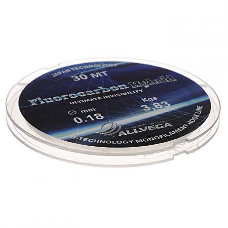 Леска Allvega "Fluorocarbon Hybrid", цвет: прозрачный, 30 м, 0,18 мм, 3,83 кг