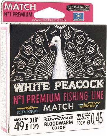 Леска Balsax White Peacock Match, 100 м, 0,45 мм, 22,5 кг