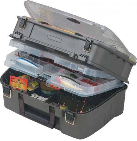 Ящик рыболовный "Plano", с 4-х уровневой системой, для приманок и аксессуаров, цвет: серый