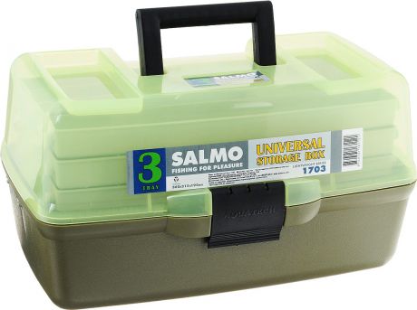 Ящик рыболовный "Salmo", трехполочный, цвет: зеленый