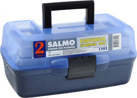 Ящик рыболовный "Salmo", двухполочный, цвет: голубой