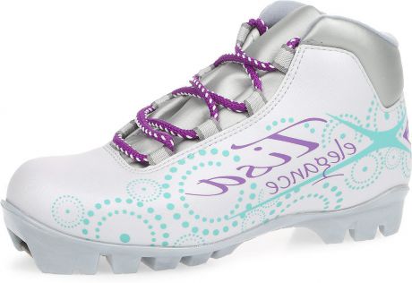 Ботинки лыжные беговые Tisa "Sport Lady NNN", цвет: белый, серый, бирюзовый. Размер 35