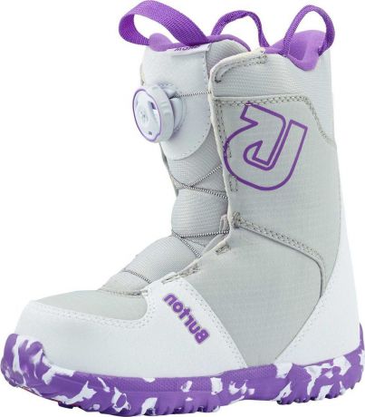 Ботинки для сноуборда Burton "Grom Boa", цвет: белый, фиолетовый. Длина стельки 21 см