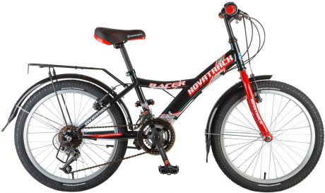 Велосипед детский Novatrack "Racer", цвет: черный, 20"