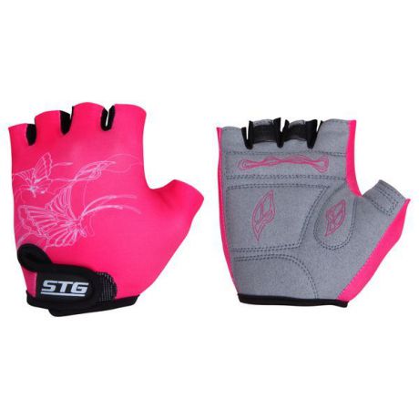 Перчатки велосипедные "STG", детские, летние, быстросъемные, цвет: розовый, серый. Размер XS