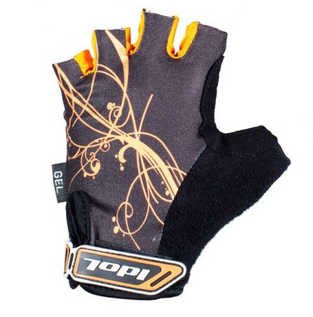 Перчатки велосипедные женские "Idol", цвет: черный, оранжевый. 1573. Размер S
