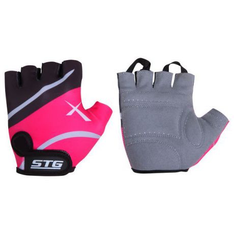 Перчатки велосипедные "STG", летние, быстросъемные, цвет: розовый, черный, серый. Размер L. Х61872